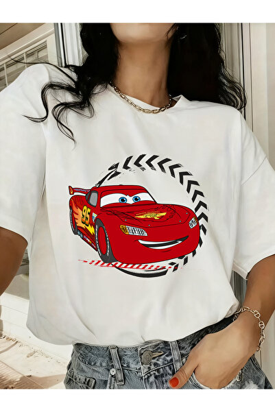 SAUDI lightning MCQUEEN cars Men and Women's 100% Cotton T-Shirt - Oversized ...