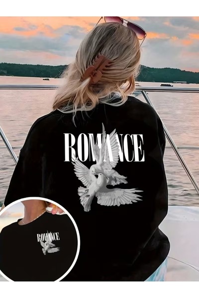 AEMİ Unisex Romance Printed Oversize Crew Neck T-Shirt