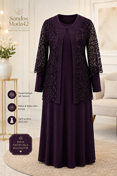 Sondos Moda42 Hesna Mother Quality Large Size Lace and Guipure Detailed, Styl...