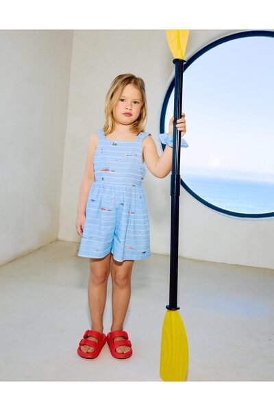 Ziddy Cotton playsuit with print Carolina Celas x Zippy for girls, light blue