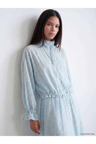 LC Waikiki High Collar Polka Dot Gathered Women's Tunic