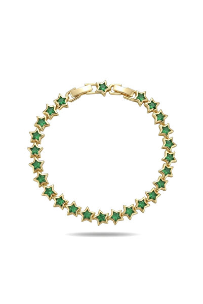 h&b design jewel Steel Green Star Detail Bracelet