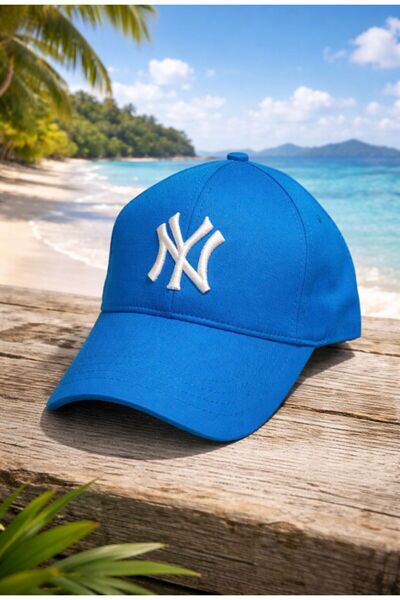 Silver Unisex Baseball Ny Embroidered Cap Turquoise-White