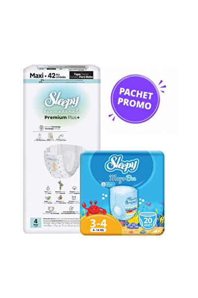 Sleepy Pachet promo Scutece Premium Mărimea 4 (42 buc, 7-14 kg) + Scutece de ...