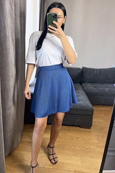 Fulla Moda Ribbed Mini Skirt with Elastic Waist