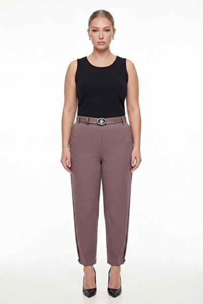 EXİTLİNE Women's Mink Summer High-Waisted Pants with Belt and Leg Accessories