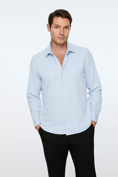 Morven Men's A. Blue Trend Dynamic Fit Hard Collar Shirt