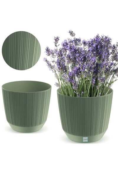 EDANTI Ghiveci Ryfo Home 14,6 cm striat pentru masă și pervaz, verde