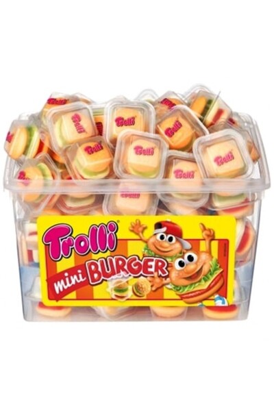Generic Brand Set 60 Jeleuri de Fructe Trolli, Forma de Mini Burgeri, 600 g