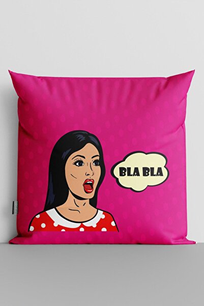 TicaretJet غطاء وسادة مطبوع رقميًا للنساء من Popart Bla Bla - 87