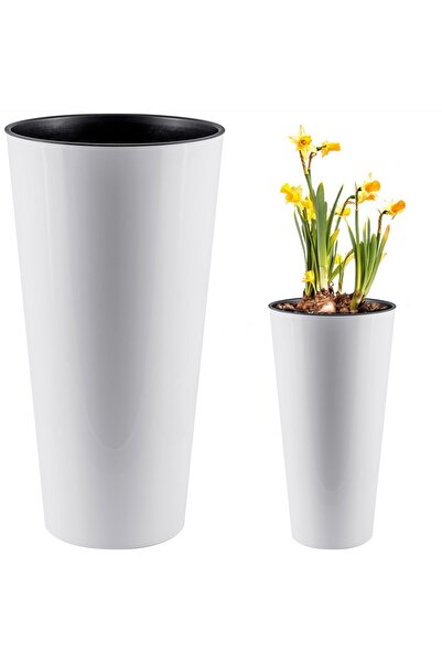 EDANTI Jardinieră înaltă cu inserție, ghiveci de grădină 28,6 cm Tubus Slim S...