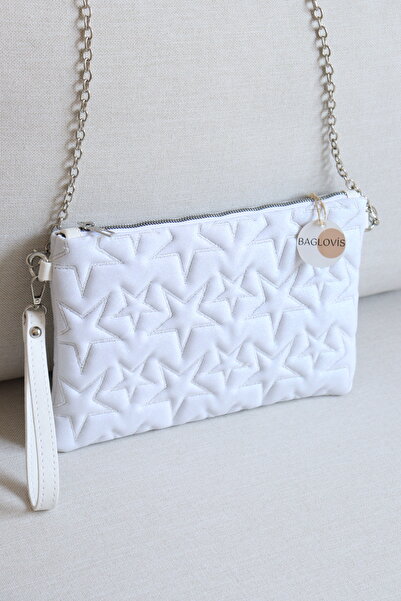 BAGLOVİS Motif Embroidered Portfolio Bag with Rope Strap Evening Dress Clutch...
