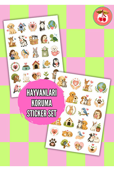 Kiraz Craft Hayvanları Koruma Sticker Seti | 2 Sayfa Sevimli Hayvan Sticker |...