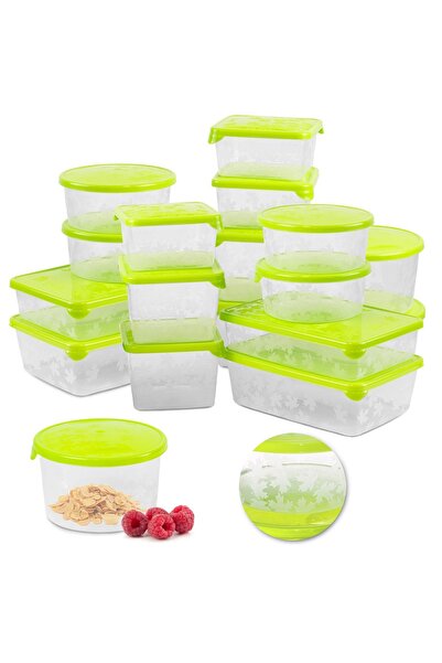 EDANTI Set de 17 recipiente din plastic pentru alimente, verzi