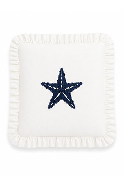 BELENAY Husă de pernă decorativă cu volane, brodată cu stea de mare marină, 4...