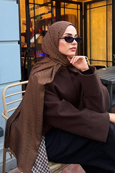 carell Kübra Koç'un Tercihi Luxe Desen Liora Pamuk Şal Toprak