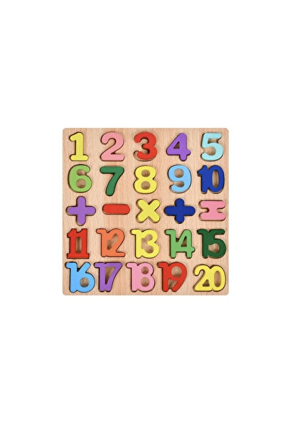 Krista Puzzle 3D cu numere și simboluri matematice, din lemn, 20x20 cm