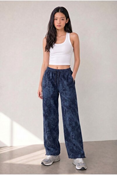 NOTHING Unisex Yıkama Desenli Ayarlanabilir Paça Baggy Premium Eşofman Altı OZSA-5097