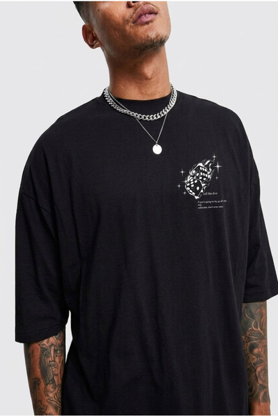 qubo sportswear & company Unisex Oversize εμπριμέ βαμβακερό μπλουζάκι με κοντ...