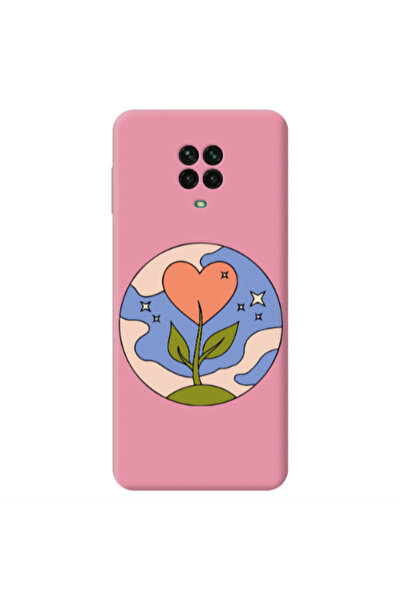 Other Xiaomi Redmi Note 9 Pro Hearted Flower Pink Colored Silicone TPU Θήκη