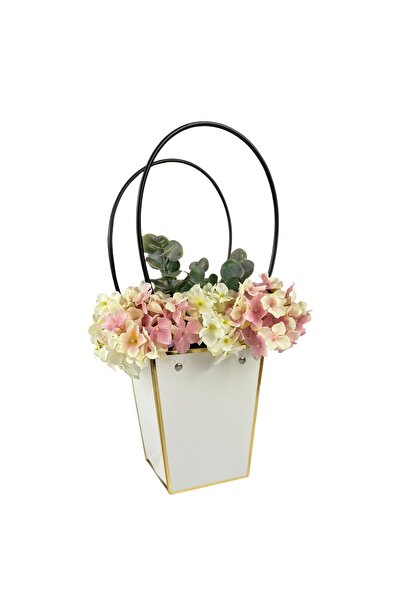 OEM Set 4 Genți Trapezoidale Hârtie Alb Roz 15.5 cm