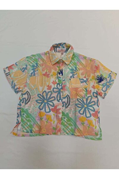 Generic Floral Print Short Sleeve Button-Up Shirt for Women, Relaxed Fit, Che...