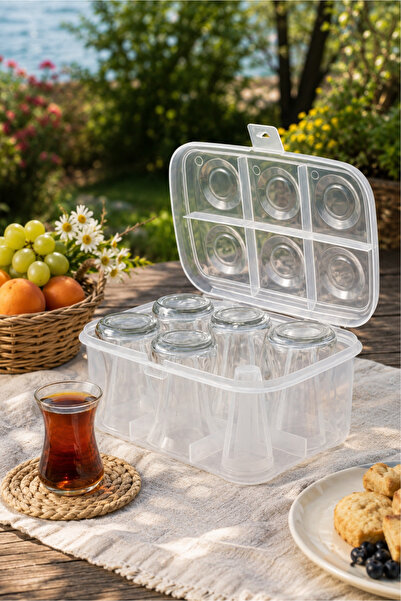 Parmeva Urve Practical 6-Compartment Tea Cup Carrying Apparatus Container