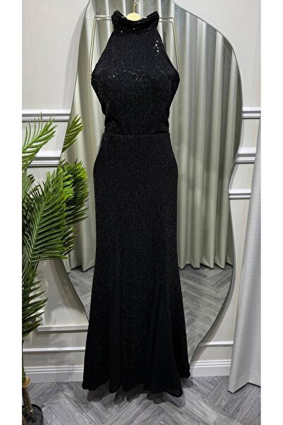 Mar style Shiny High-Necked Fishtail Evening Gown