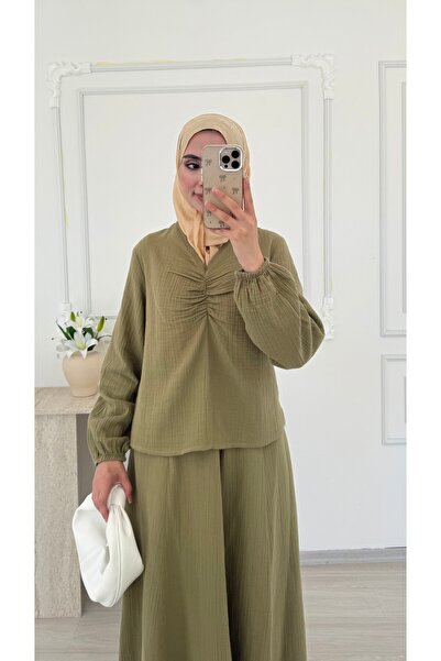 salisburys Molly Nelly Women's Collared Muslin Suit with Gathered Skirt