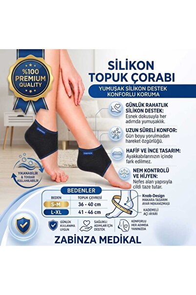 Nemlendirici Silikon Topuk Çorabı ve Çatlak Karşıtı Topuk Koruyucu (1 Çift)