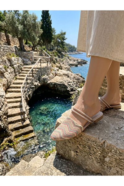OZZO AYAKKABI Women's Slippers with Stone Belt
