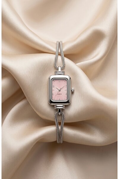 KLISHE Butik Women's Steel Watch Silver Color & Pink Dial Old Money Vintage R...
