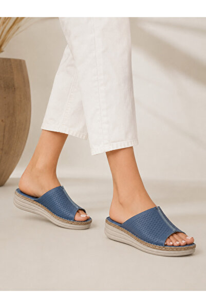 oktay kundura Genuine Leather Orthopedic Sole Women's Sandals Slippers Ft3406