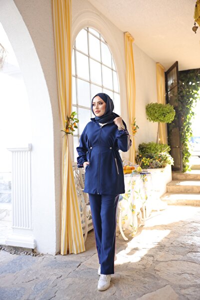 MİMİ Luxury Wear Women's Modern Hijab Tracksuit Set with Zipper, Two-Piece Set