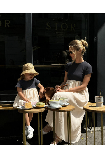maternel Short Sleeve Cotton Contrast Dress - Maternity & Breastfeeding