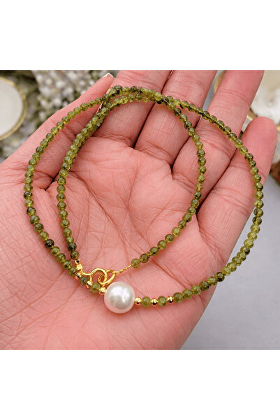 handmadewithlove Colier Grace cu perle de jad – jad canadian fațetat și perle