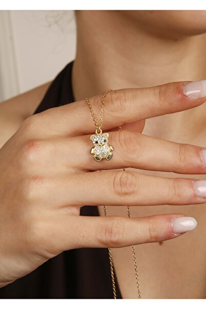 LİNOVE JEWELLERY Gümüş Ayıcık Kolye, 925 Ayar Gümüş Kolye, Minimal Ayıcık Kol...