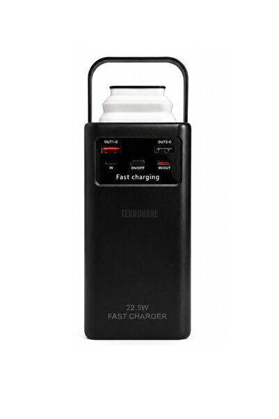 TEKNOHANE 80.000mAh 22,5Watt Hızlı Şarj Dijital Göstergeli Kendinden Kablolu Powerbank