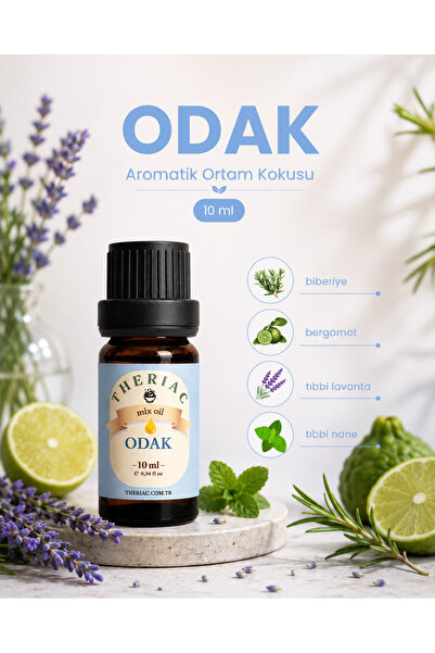 Theriac Odak Aromatik Ortam Kokusu %100 Saf Uçucu Yağ Karışımı 10 ml