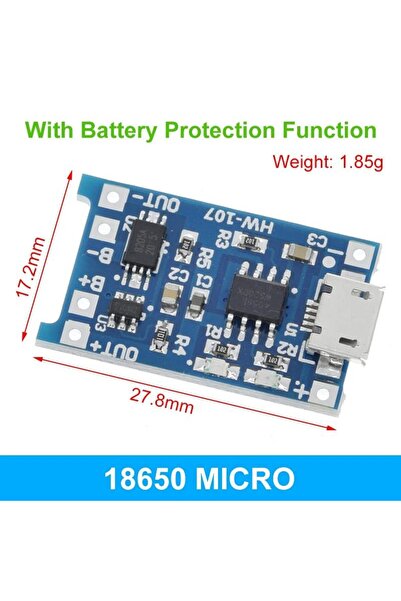 Generic Μονάδα Φόρτισης Μπαταρίας Λιθίου TP4056 Διπλή Micro USB