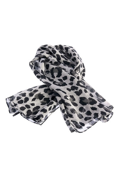 meli melo Esarfa eleganta cu model animal print alb si negru