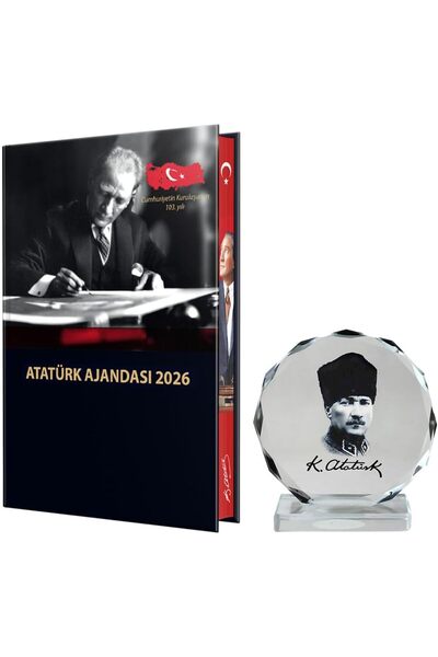 Yıldızan متجر أتو 2026 أتاتورك أجندة بغلاف صلب ومذكرات وصورة كريستالية 511005