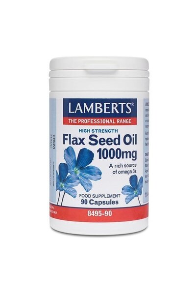 Lamberts Flax Seed Oil 1000mg Έλαιο Λιναρόσπορου Φυτική Πηγή Ωμέγα 3 Λιπαρών ...