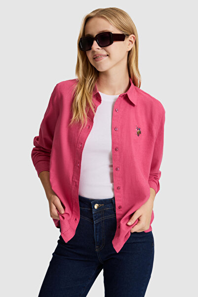 U.S. Polo Assn. Women's Fuchsia Long Sleeve Basic Shirt 50320204-Vr023