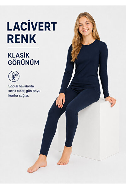 don-x | Kız Çocuk Okul Termal Takım Kışlık Pamuklu ( LACİVERT )