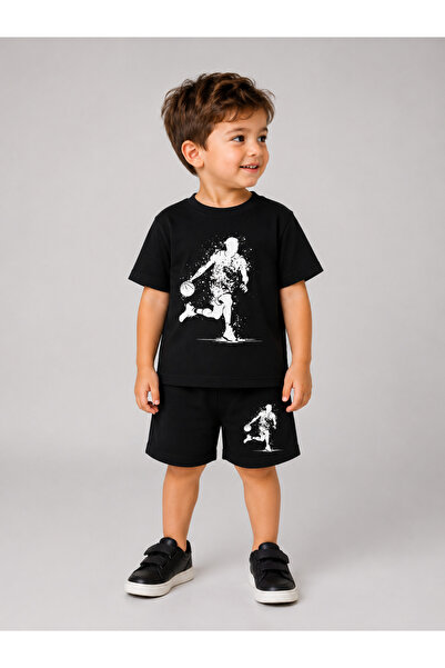 Eşofmancım Boy's Summer Sweat-Proof Combed Cotton Suit with Shorts