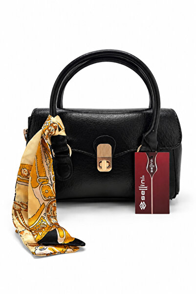 Sellini Eve Flor Black Women's Hand and Shoulder Bag with Lock Mechanism Styl...