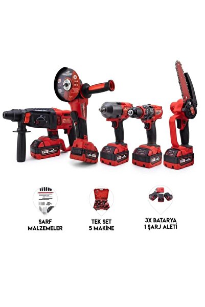 DAWREK BEŞLİ SET MW600 Budama Testeresi 10mm Çelik Mandren+ Somun Sıkma+ Şarj...