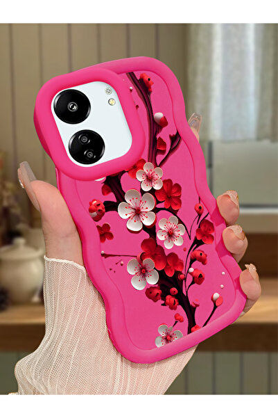 Hontinga Redmi 13C Uyumlu Kılıf kamera koruyucu Kırmızı Silikon Couple Telefo...
