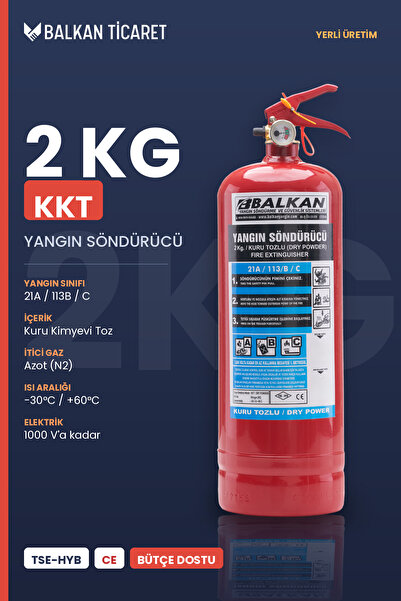 Balkan Ticaret 2Kg Yangın Tüpü Tozlu KKT ABC Ruhsata Uygun TSE-HYB CE Belgeli...